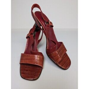Brighton Shoes Rhodes Made in Italy Women's 8.5M Red Leather Cross Strap Heels